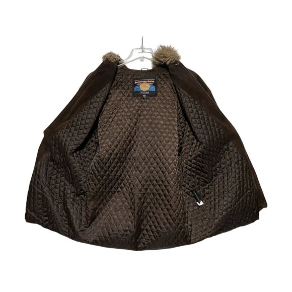 Vintage Wilsons Adventure Bound Mens Suede Coat L Faux Fur Trim Hood Heavy Chore - Picture 5 of 10